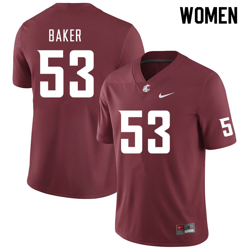 Women #53 Ricky Baker Washington State Cougars College Football Jerseys Sale-Crimson
